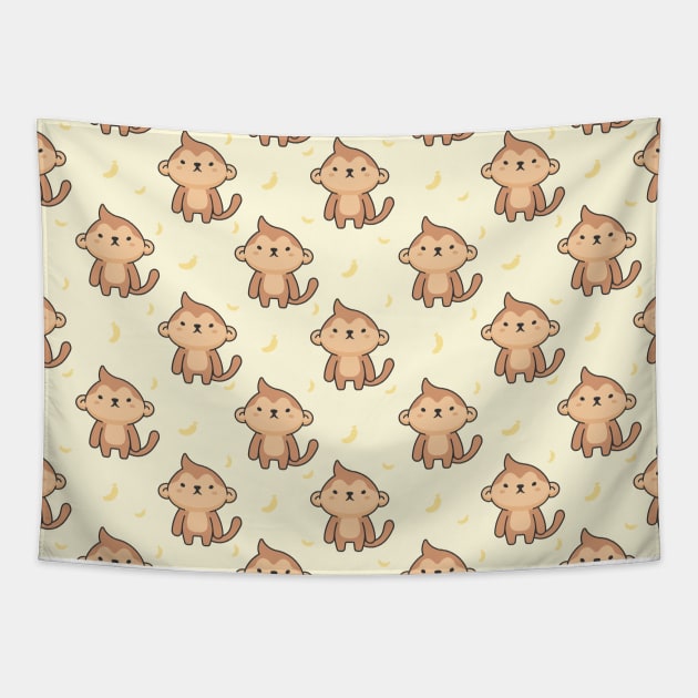 Angry Monkey Cute Animal Pattern Tapestry by Printable Pretty