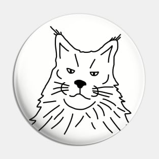 Minimal Maine Coon Cat Line Art Pin