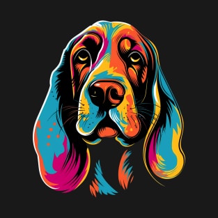 Colorful Basset Hound Pop Art Dog Face Cute Puppy T-Shirt