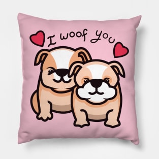 I Woof You - I Love You - Valentine's Day - French Bulldog-Lover Gift - Cute Dog Puns Pillow