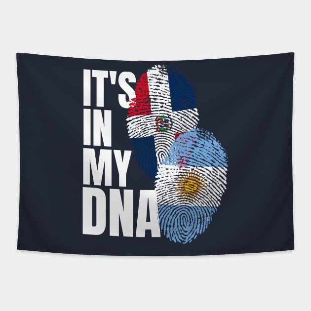 Argentinian And Dominican Mix DNA Flag Heritage Gift Tapestry by Just Rep It!!