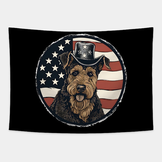 Patriotic Welsh Terrier Tapestry by NatashaCuteShop