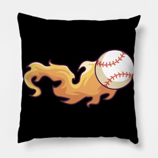 Burning Baseball Softball Art Pillow