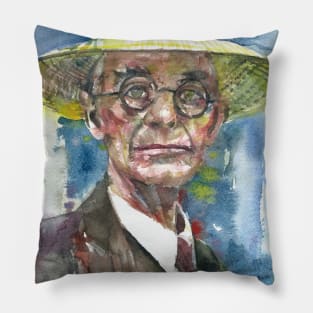 HERMANN HESSE - watercolor portrait.1 Pillow