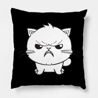 Cute angry hissing white cat Pillow