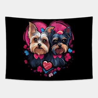 Yorkshire Terrier Couple Valentine Tapestry