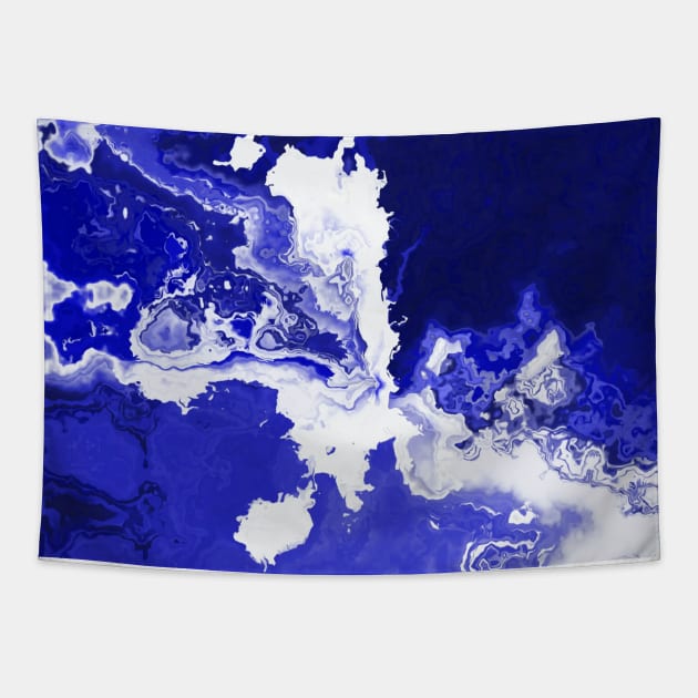 Blue Marble Stone Agate Geode Tapestry by Moon Art