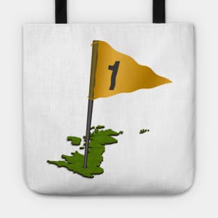 3d putting green in the shape of the UK with flag Tote