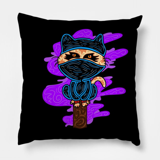 The Ninja Cat #3 Pillow by mm92