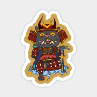 Oni samurai cat Devil cat blue on the cloud Magnet