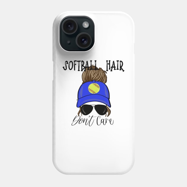 Softball Hair Don’t Care Girl Messy Bun in Cap Phone Case by Sheila’s Studio