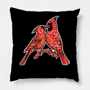 Red Cardinal birds mandala art Pillow