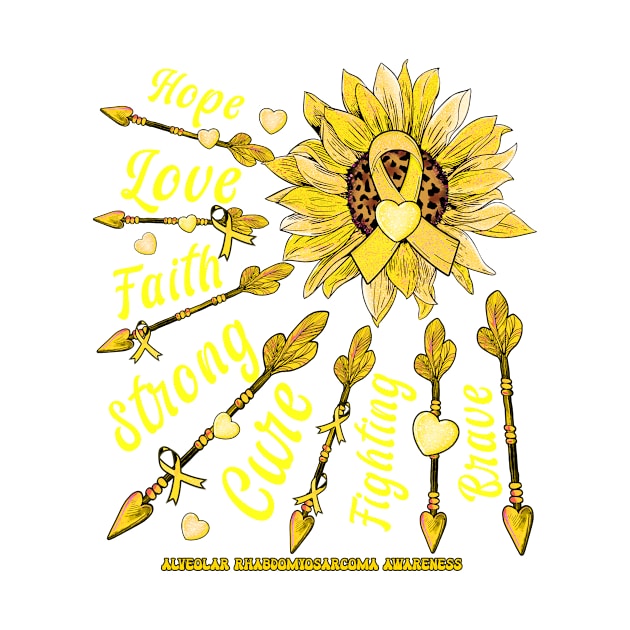 Alveolar Rhabdomyosarcoma Awareness - Sunflower leopard faith love fight by Glyndaking568