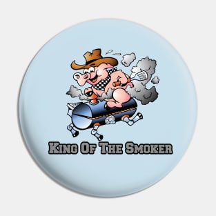 King Of The Smoker Pork Pig Barbeque Grill Cartoon Pin