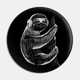 Sloth Headphones Pin