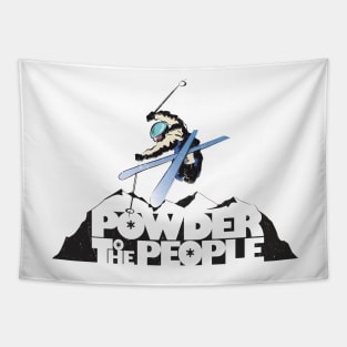 Powder To The People distressed retro ski poster Tapestry