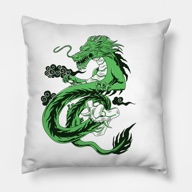 GREEN DRAGON Pillow by GreatSeries