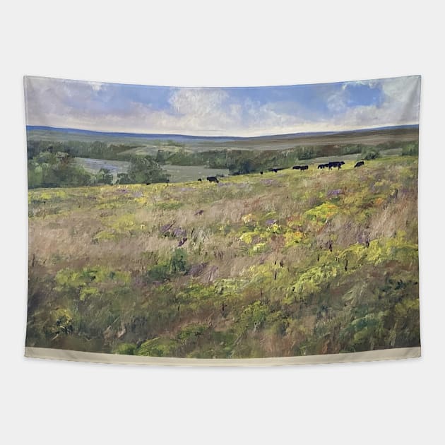Golden Blooming Field Oil on Canvas Tapestry by Gallery Digitals