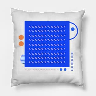 Geometric Blue and orange cool graphic Pillow