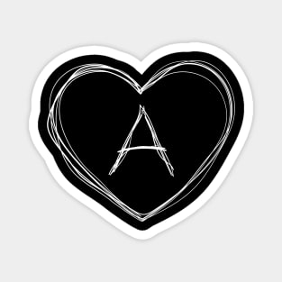 Letter A with heart frame in lineart style Magnet