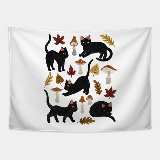 autumn cat magic Tapestry by annyamarttinen