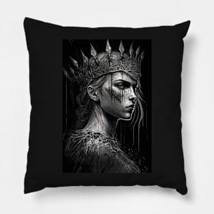 Fierce Warrior Queen Illustration Pillow