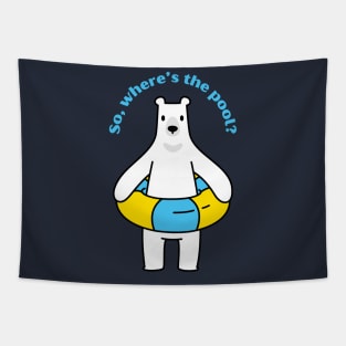 Cute white bear with swimming ring Tapestry