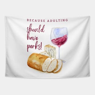 Wine Cheese and Bread Tapestry