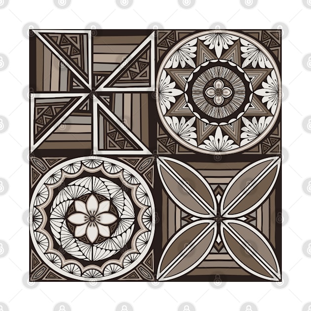 Tapa patchwork - charcoal by AprilAppleArt