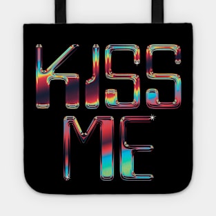 Kiss Me / Retro Chrome Typographic Design Tote