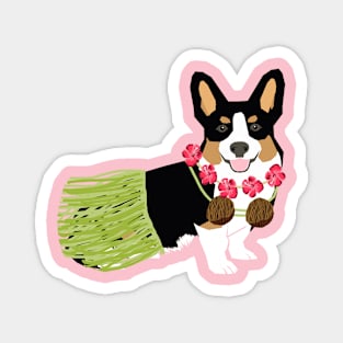 Tri Corgi Hula Dog Magnet