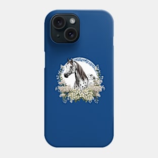 Cartoon Tattoo Art Of Appaloosa With Border Of Syringa Flowers Phone Case