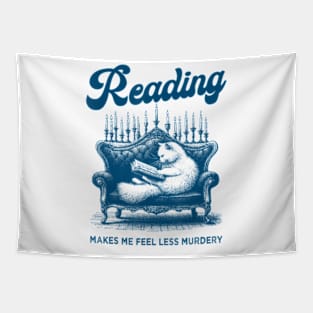 Reading Makes Me Feel Less Murdery Cat Reading Book Tapestry