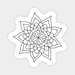 Monochrome Bloom - Mandala Flower Magnet