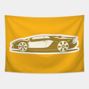 Sports Car Sticker side view vector illustration. Vehicle transportation icon concept. Sports racing car sticker design logo with shadow. Tapestry