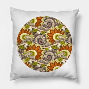 Paisley Print with Vintage Floral Motifs Pillow