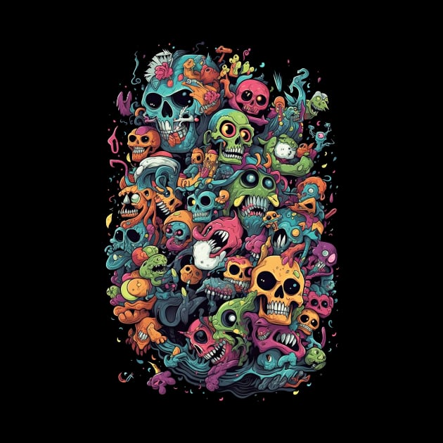 Colorful Cartoonish Skulls & Monsters by Spice Flow Designs