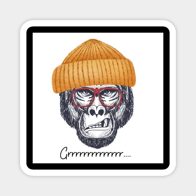 Angry gorilla with sunglass Magnet by bars_sky