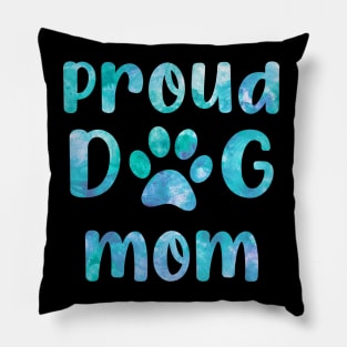 proud dog mom watercolor blue Pillow