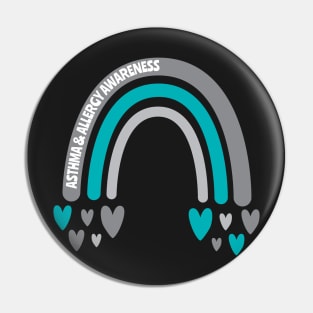 Asthma & Allergy Awareness Rainbow with hearts Pin