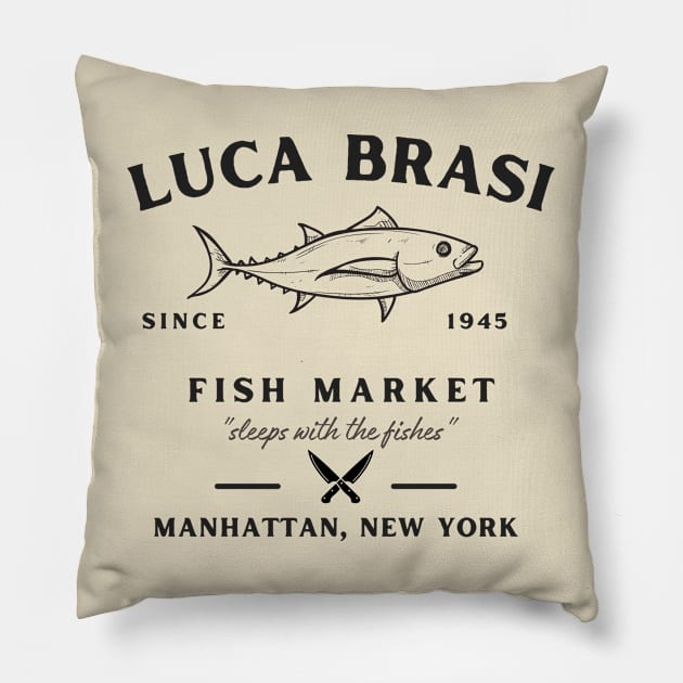 Lucas Brasi Sleeps With The Fishes Vintage Look Design Fanart 2 Pillow by We Only Do One Take