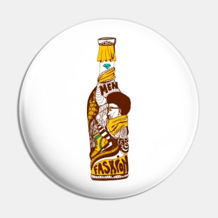 Mustard Brown Fashion In A Bottle Pin