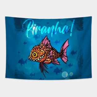 Ugly Piranha fish underwater Tapestry