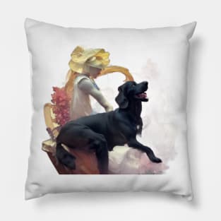 dog with queen geometric Pillow