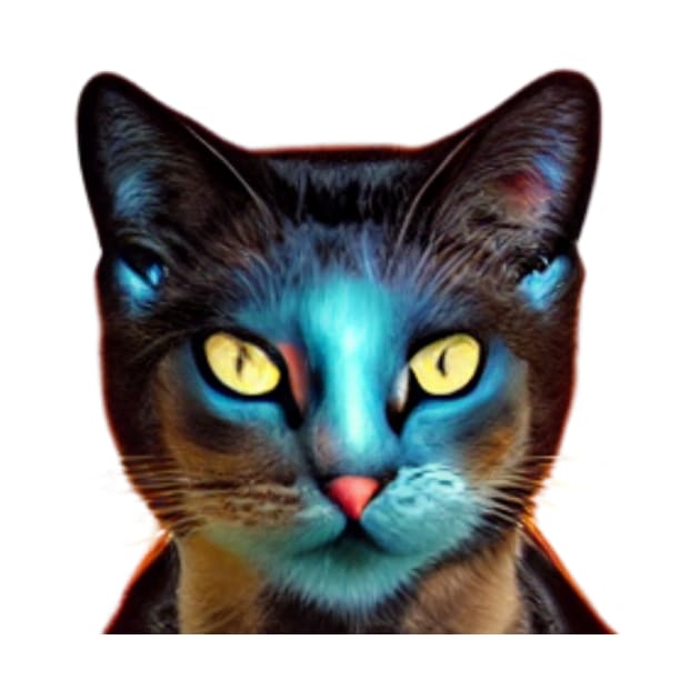 Cat with avatar eyes by JequiPrint