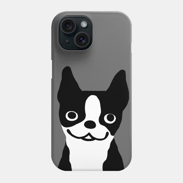 Boston Terrier Smiling Face Phone Case by Coffee Squirrel