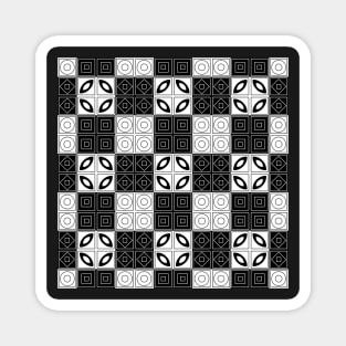 Black and White Modern Abstract Pattern Magnet