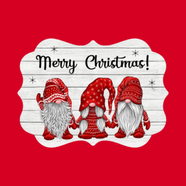 Merry Christmas Three 3 Gnomes In Red Costume Gnomes for the Holidays - Gnomes For The Holidays