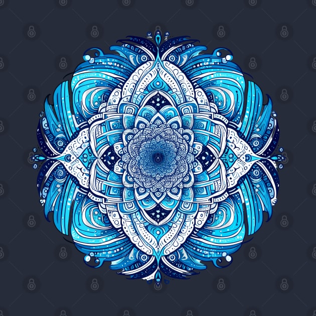 Mandala Blue White 1 by sapphire seaside studio