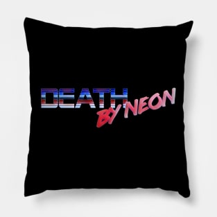 Death By Neon Logo Design - Official Product Color 10 - cinematic synthwave / horror / berlin school / retrowave / dreamwave t-shirt Pillow